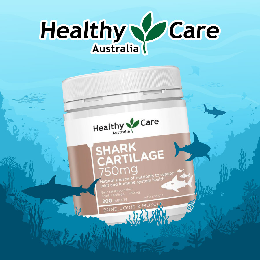 Sụn vi cá mập Úc Healthy Care Shark Cartilage 750mg tăng cường sức khỏe xương khớp, chức năng vận động - OZ Slim Store