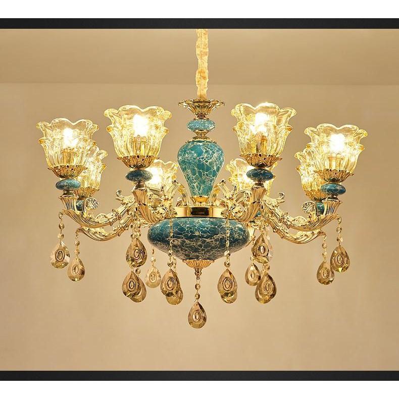 Đèn chùm trang trí ROYA phong cách Châu Âu hiện đại sang trọng loại 8 tay - Tặng kèm bóng LED đầy đủ