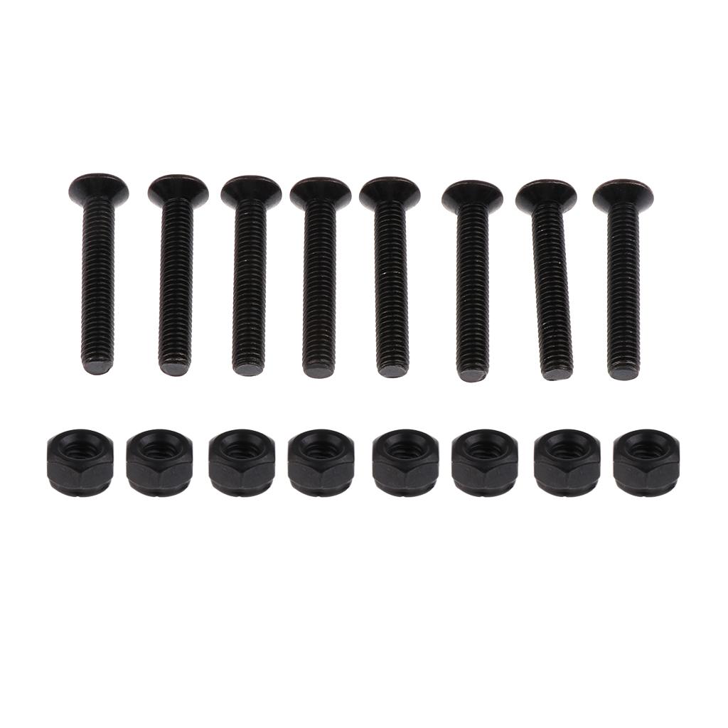 2x8 Sets Skateboard Mounting Bolts Longboard Screw Nuts Hardware 5x29mm Black