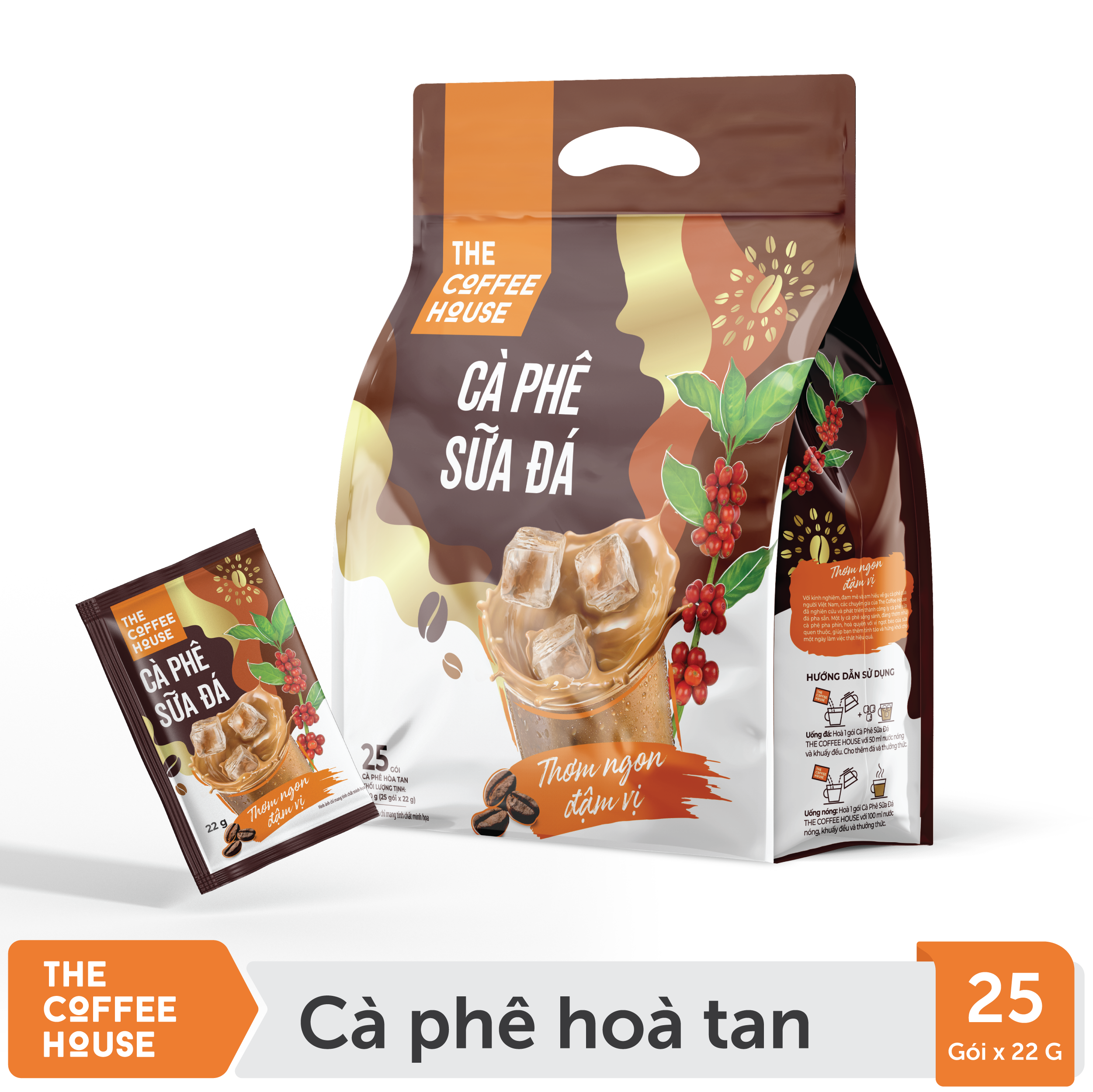 [MUA 3 TẶNG 1] Cà phê sữa đá hoà tan The Coffee House (Túi 25 gói x 22g)