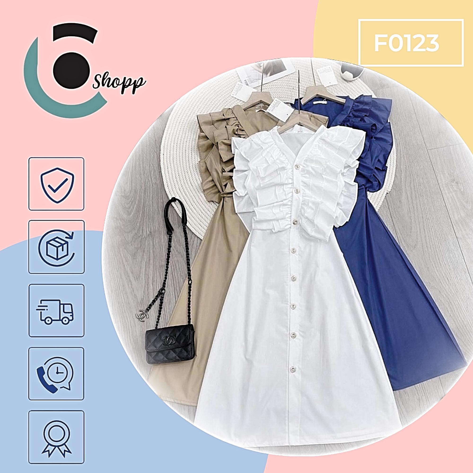 Đầm váy midi cổ phối dập li cao cấp