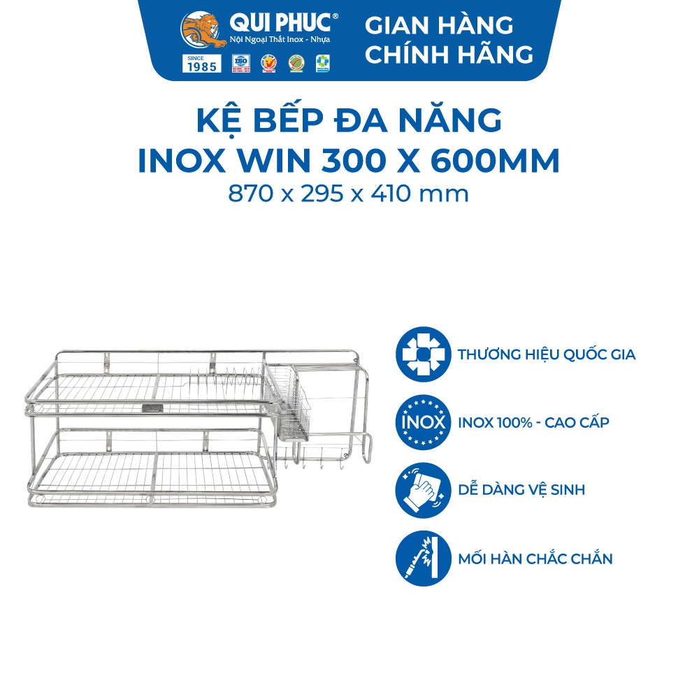 [Chính hãng Qui Phúc] Kệ bếp đa năng inox 201 Win 300x600mm