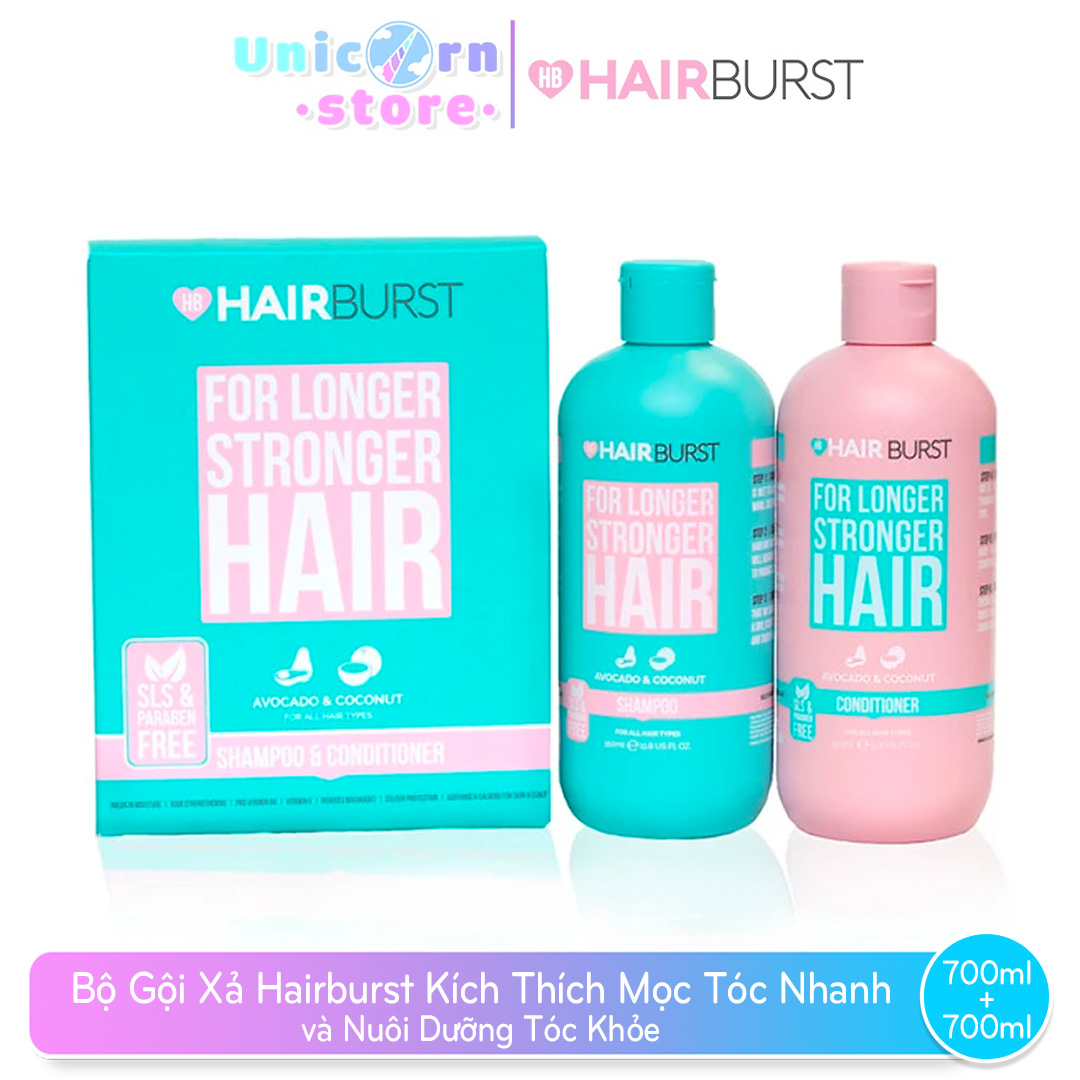 Bộ gội xả Hairburst kích thích mọc tóc nhanh và nuôi dưỡng tóc khỏe - 700ml/2 chai