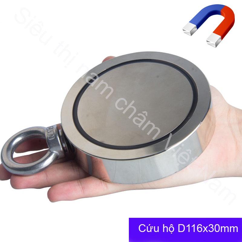 Nam châm cứu hộ đa năng D116x30MM, nam châm siêu mạnh chuyên hút đồ dưới sông tối đa 790kg