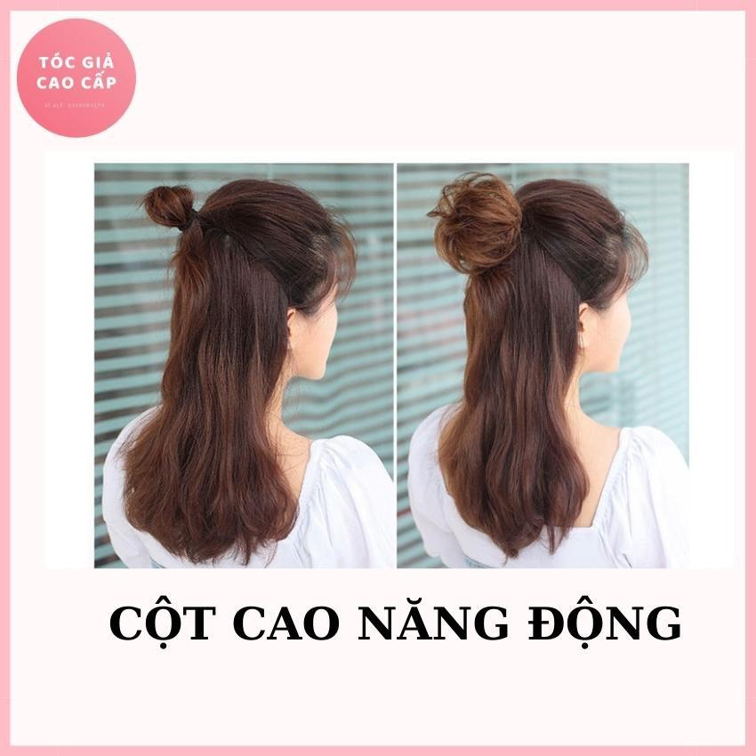 Tóc giả búi cột rối mini, dệt tóc thật 100%, búi mini tóc thật.