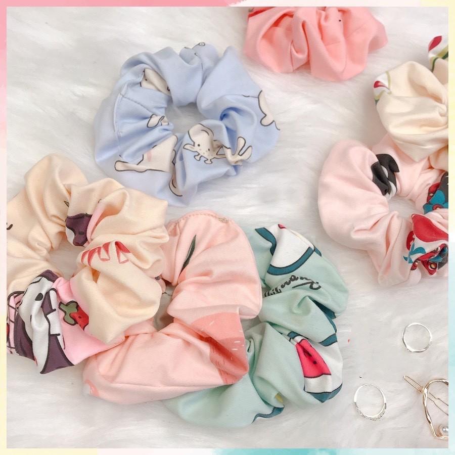 Dây buộc tóc Scrunchies họa tiết ngộ nghĩnh siêu kute dễ thương