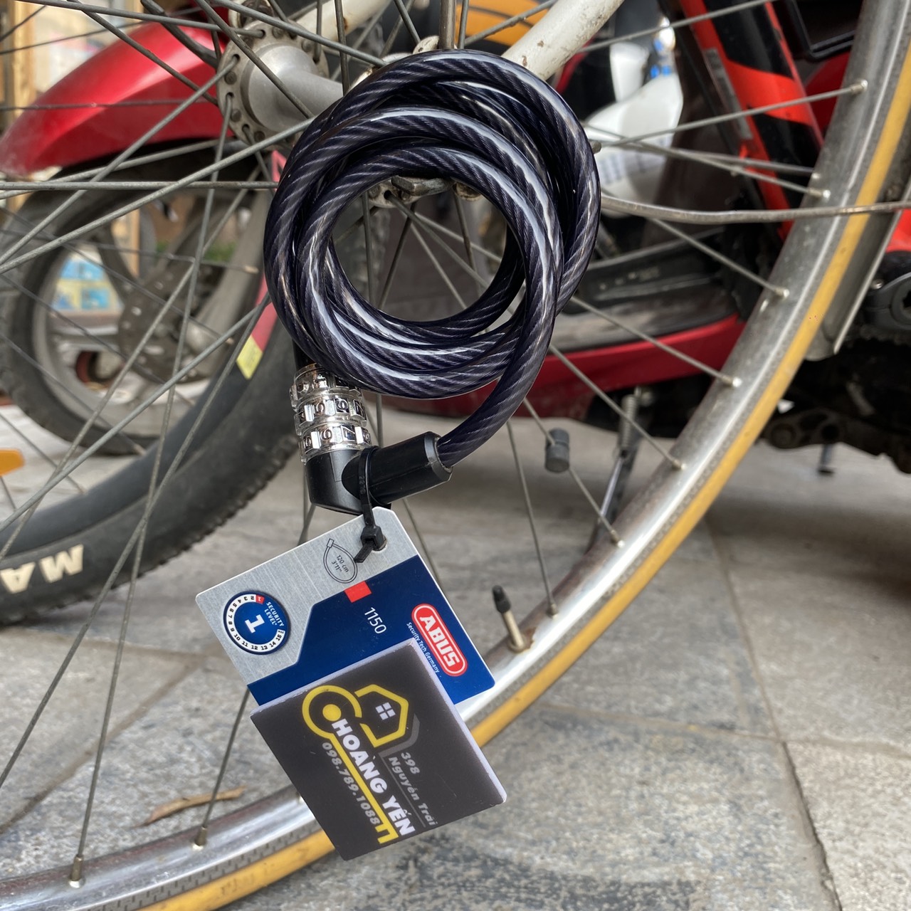 Khóa dây xe đạp dùng mã số chính hãng ABUS 1150 - CHLB Đức tặng khóa tủ cá nhân