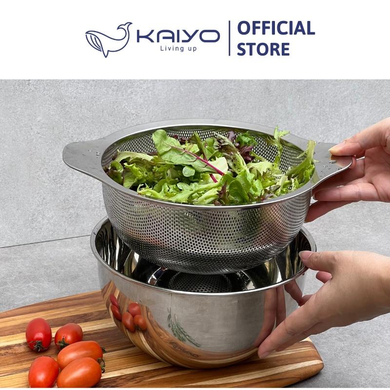 Bộ tô trộn và rổ inox Kaiyo, size 24cm