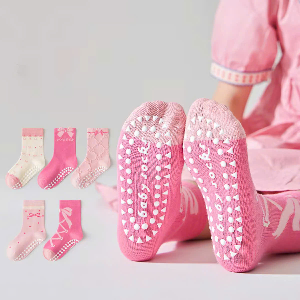 SET 5 ĐÔI TẤT VỚ NƠ HỒNG SIÊU XINH DỄ THƯƠNG