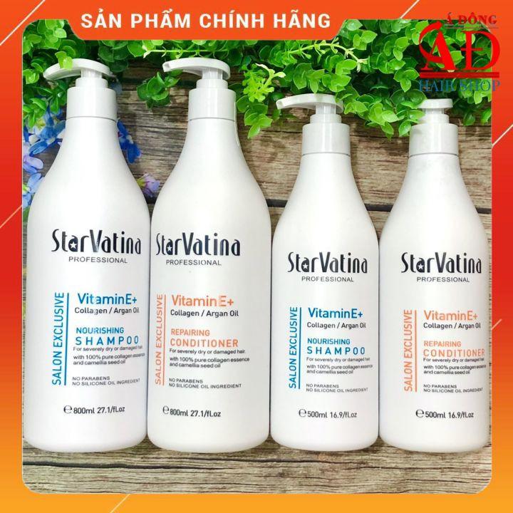 [+Tặng mũ trùm][StarVatina] Bộ dầu gội xả dưỡng sinh phục hồi tóc hư tổn Star Vatina Spain chính hãƞg + Gội xả gói Karseell 15ml