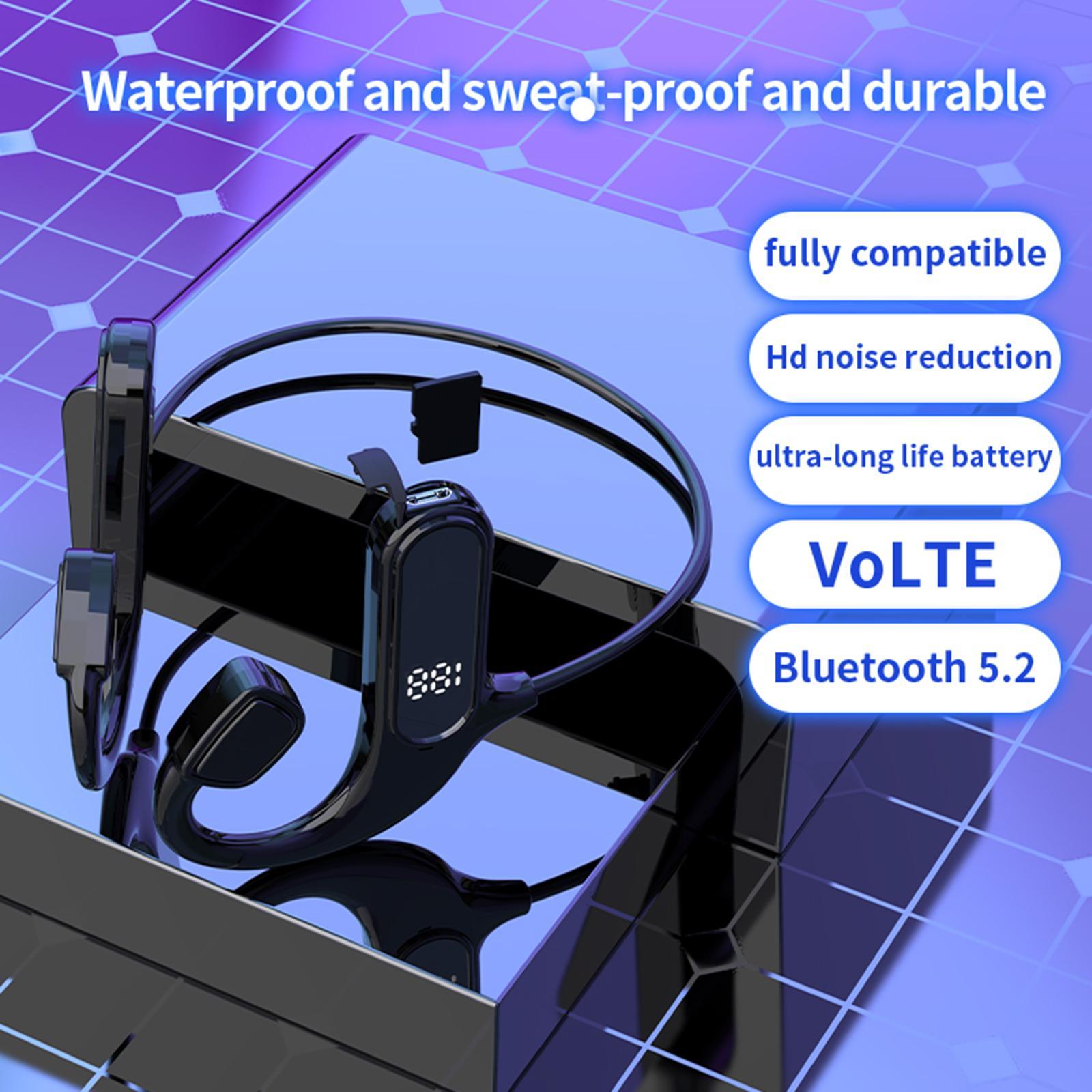 Bluetooth Bone Conduction Headset LED Display Open-Ear for Running Swimming