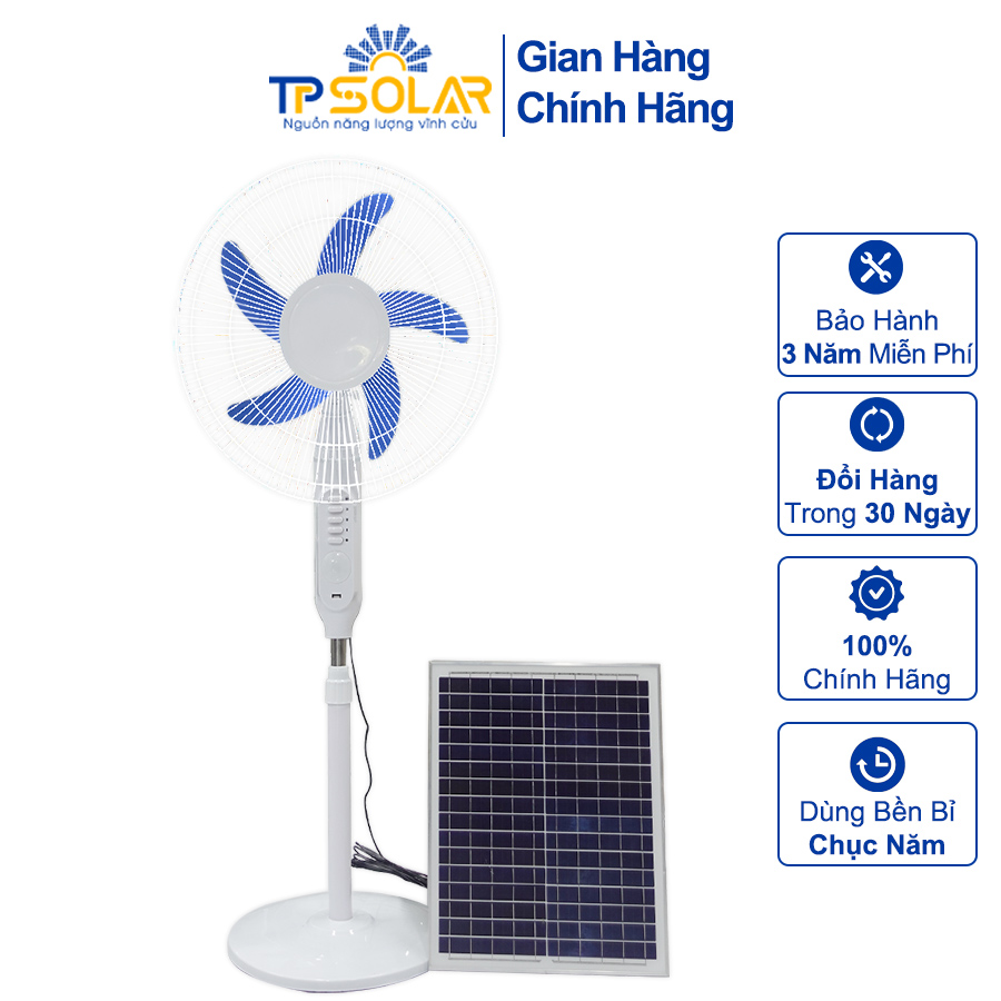 Quạt Tích Điện Năng Lượng Mặt Trời Đa Năng TP Solar  25W TP-F01 Hàng Chính Hãng, Tiết Kiệm Điện, Sạc Pin Cho Điện Thoại