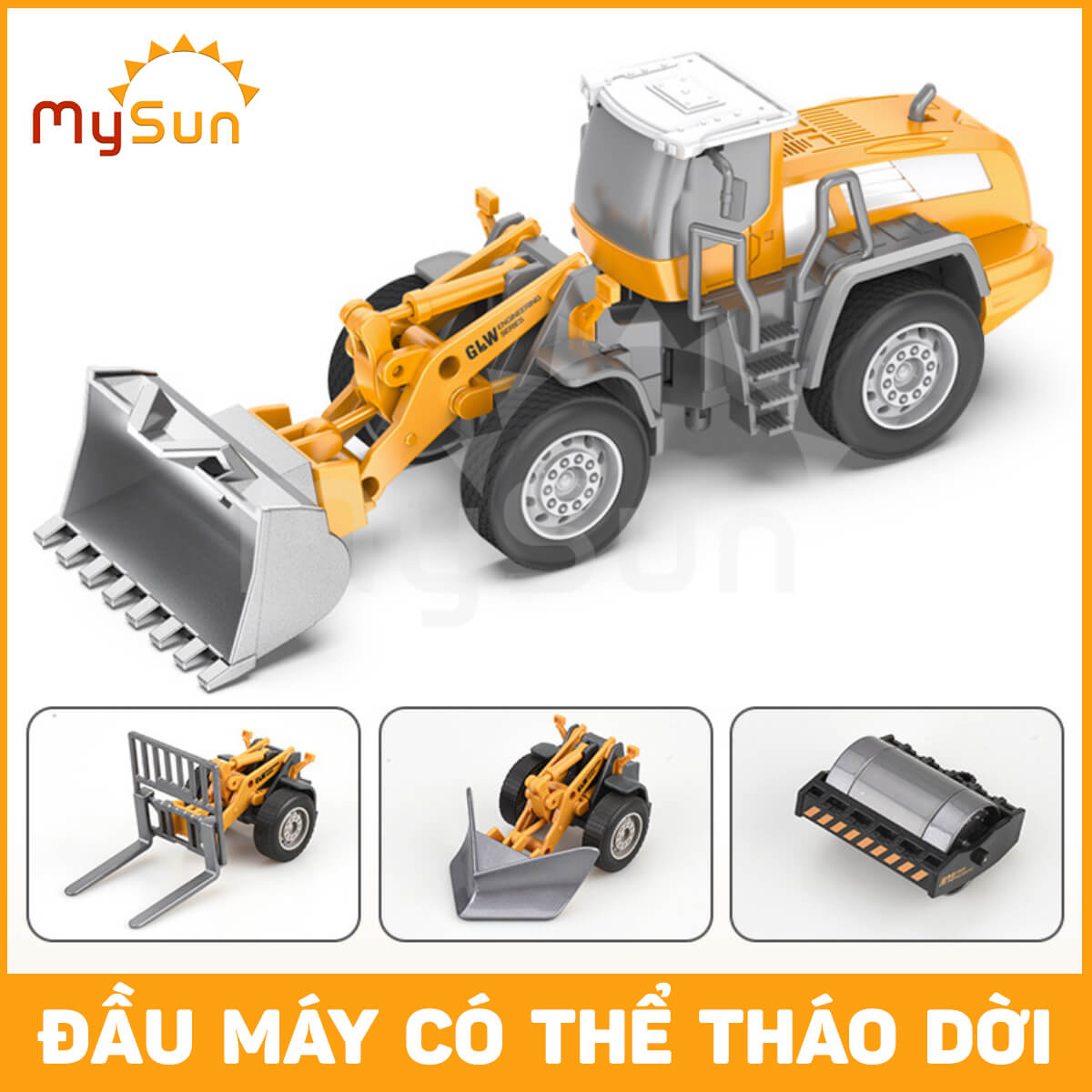 Xe tải, ô tô máy ủi, xúc múc đất, trộn bê tông, cần cẩu nâng, xe ủi đồ chơi công trình bằng kim loại cho trẻ em bé