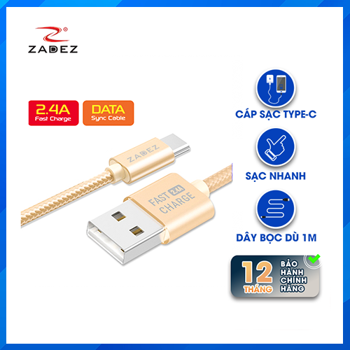 Cáp sạc Type-C ZADEZ  ZCC-135-HÀNG CHÍNH HÃNG