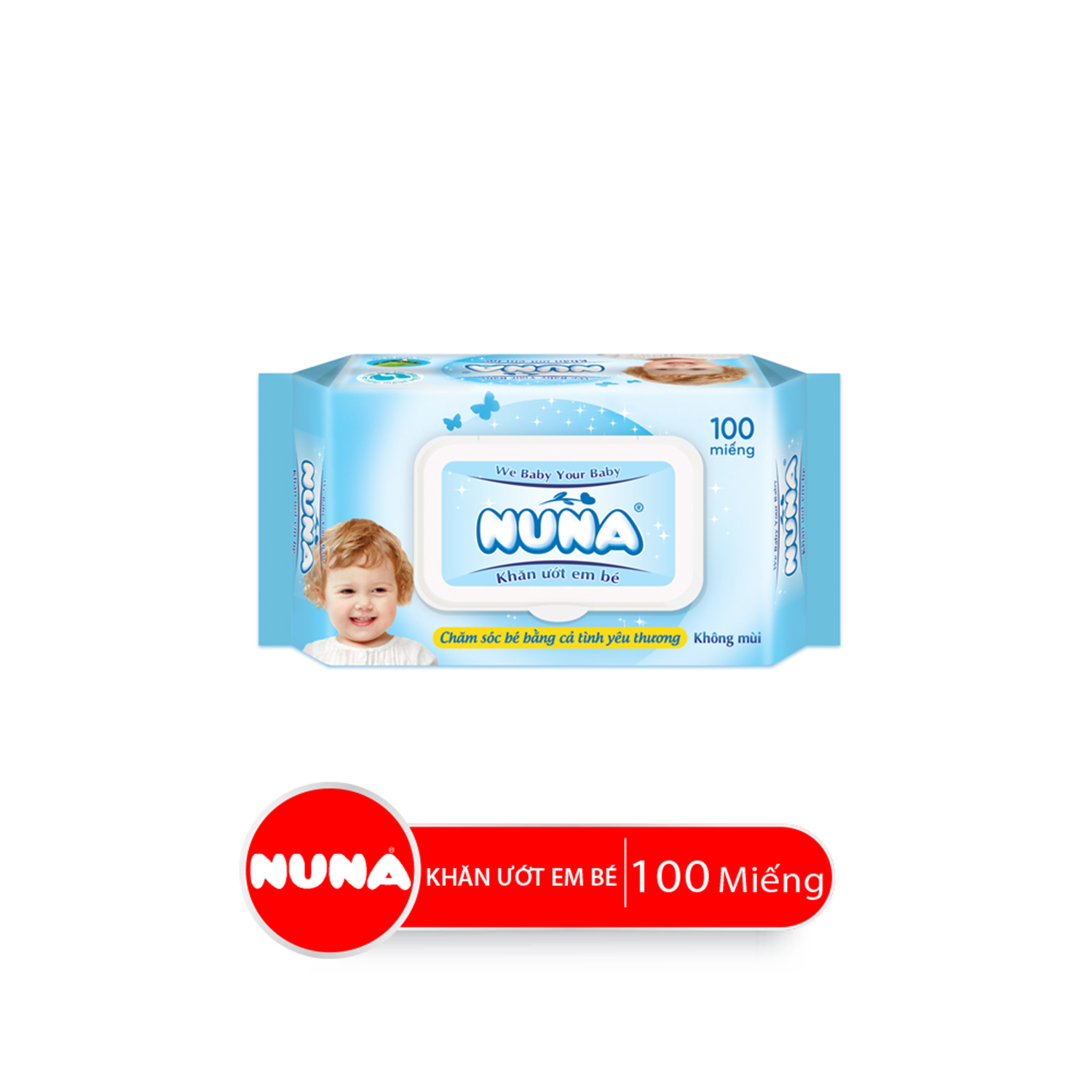 Combo Khăn Ướt Em Bé NUNA Không Mùi 100 Miếng/Bao