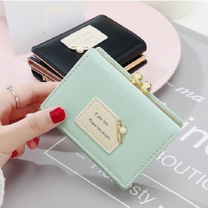 Ví Nữ Mini Đẹp Cầm Tay Gấp 3 Khóa Cài. Bóp Nữ Da PU Cao Cấp Thời Trang GC35
