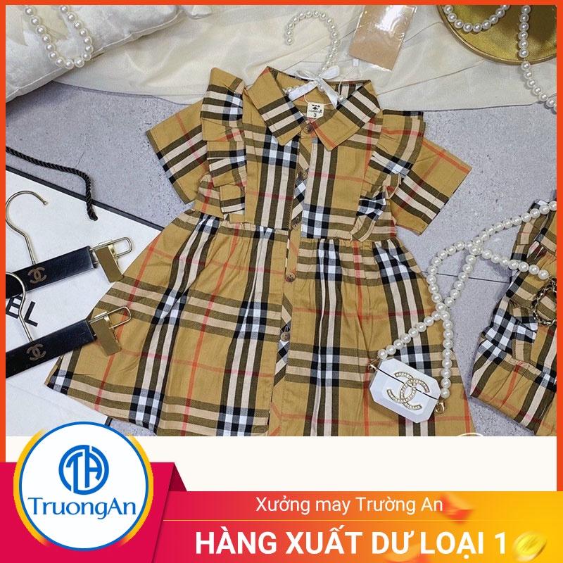 Bộ váy bé gái kẻ sọc chất liệu cotton