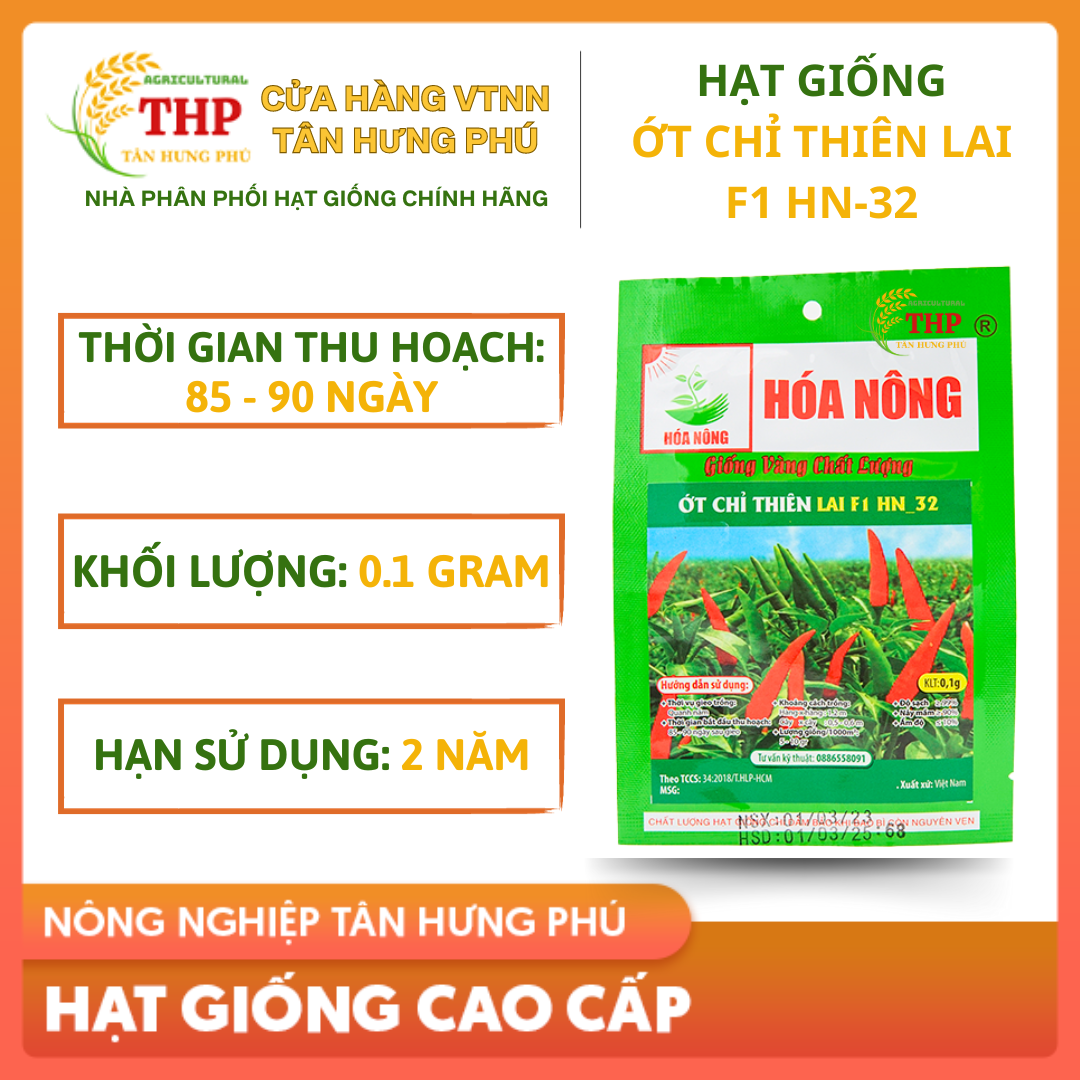 Hạt giống Ớt Chỉ Thiên Lai F1 HN-32 | Hạt Giống | gói 0.1gr