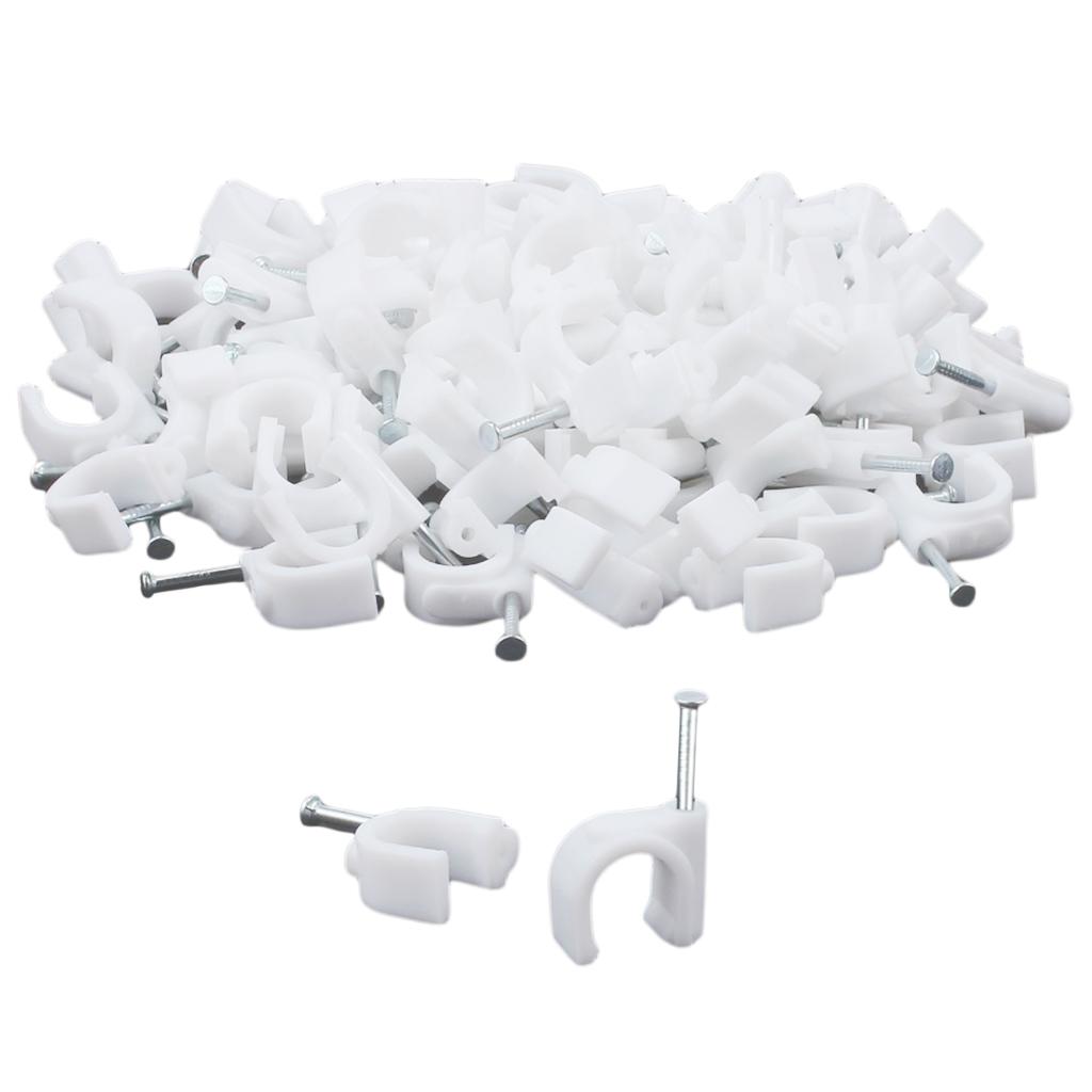100pcs Plastic Electrical Wire Cable Clips High Carbon Steel Nail 4-25mm