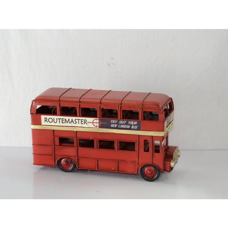 Mô hình xe buýt London kim loại trưng bày/ Vintage Metal LONDON BUS handmade Decoration (1510A-8269)