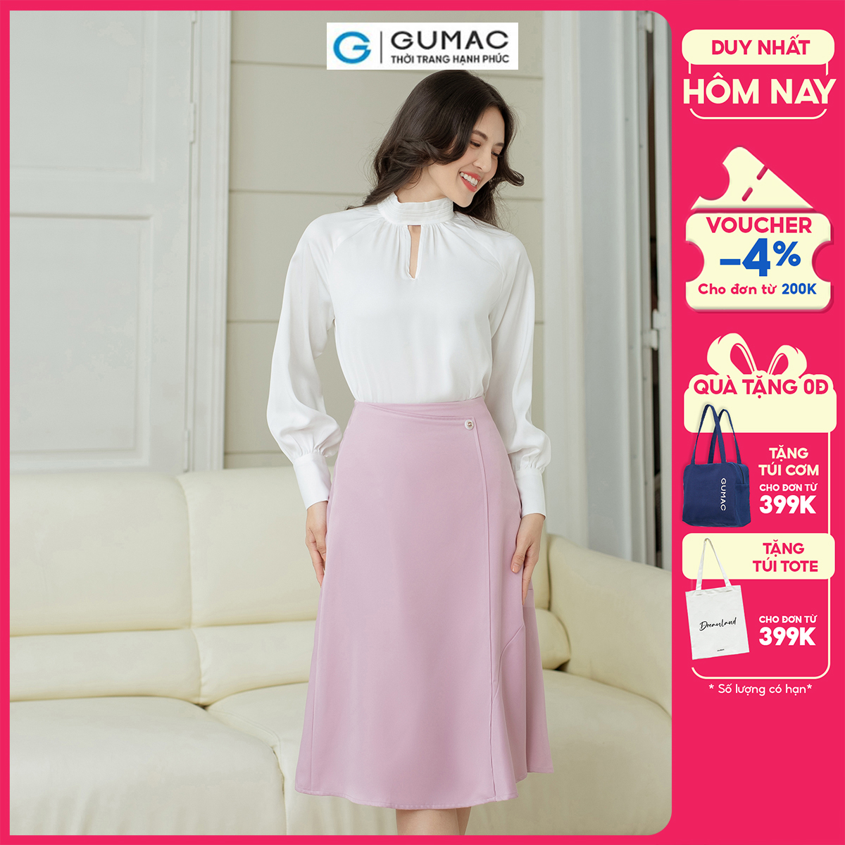 Váy phối rã tùng GUMAC VD08015