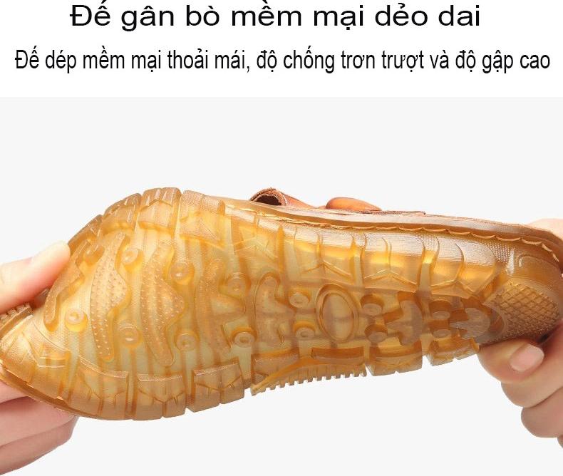 Dép quai hậu nam công sở da bò thật giản dị đế mềm êm thoáng khí kiểu dáng Hàn Quốc mã 50335