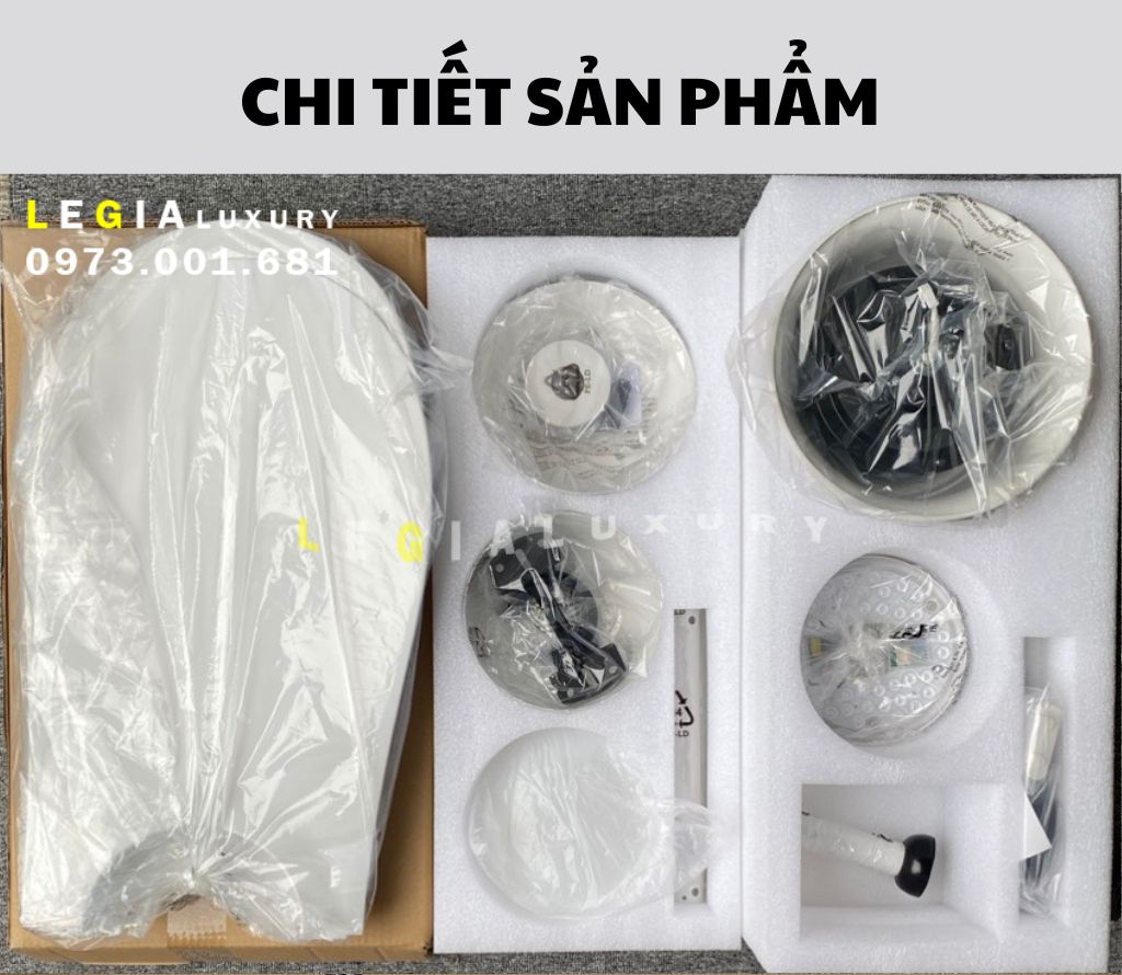 Quạt trần đèn trang trí hiện đại Lê Gia LGFAN744 | Quạt trần thiết kế phong cách sang trọng | Quạt trần chung cư giá rẻ {Hàng Chính Hãng}