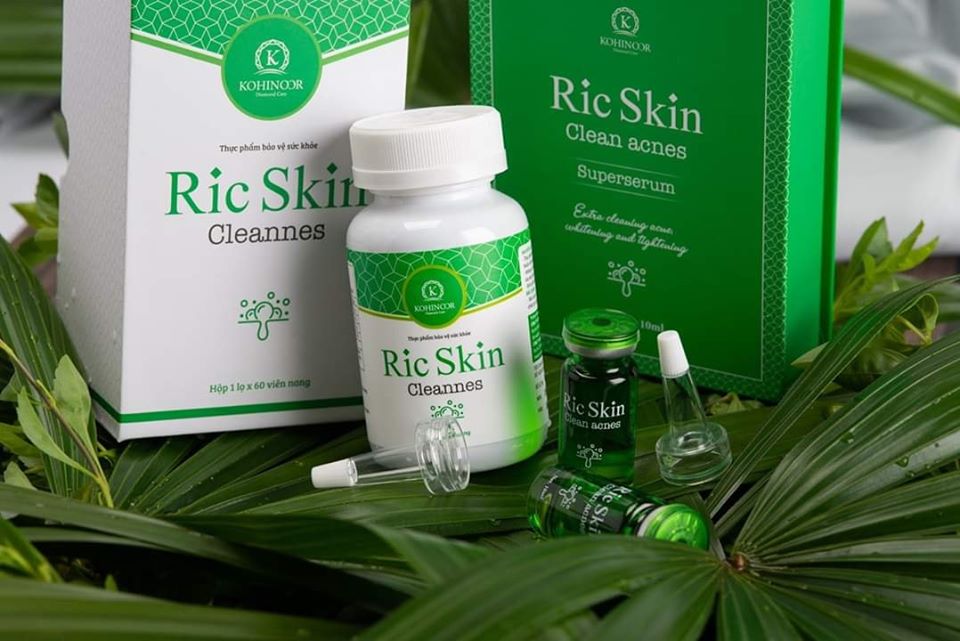 Combo ngừa mụn : Viên Uống Ric Skin Cleannes và Supper Serum Ric Skin Clear Accnes