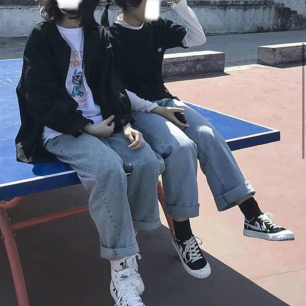 Quần jean baggy nữ trơn BARE Basic cạp cao phong cách ulzzang phối với cả tủ đồ - QO027