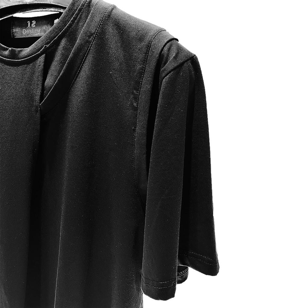 Áo Phông Nam Nữ 12.DESTINY Chi Tiết Giả Áo Ba Lỗ Đặc Biệt Chất Liệu Cotton Premium Màu Đen