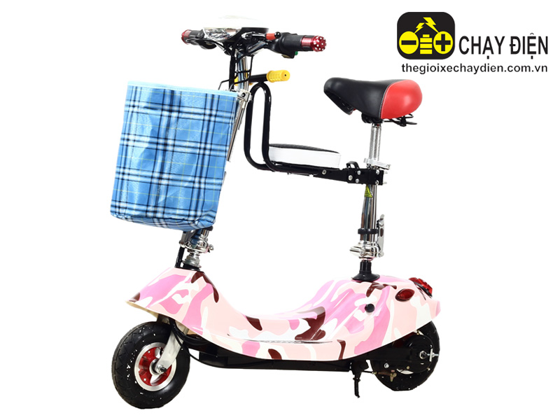 XE ĐIỆN GẤP MINI E-SCOOTER GIỎ TRƯỚC VÀ GHẾ PHỤ