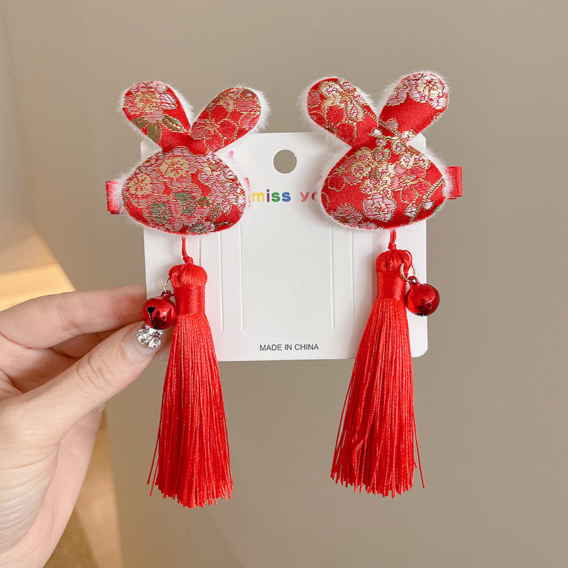 Kẹp tóc nơ đỏ tết, phụ kiện tết, bộ 2 chiếc kẹp tóc nơ, kẹp tóc cho bé 2 bên, quà tặng tết xinh xắn