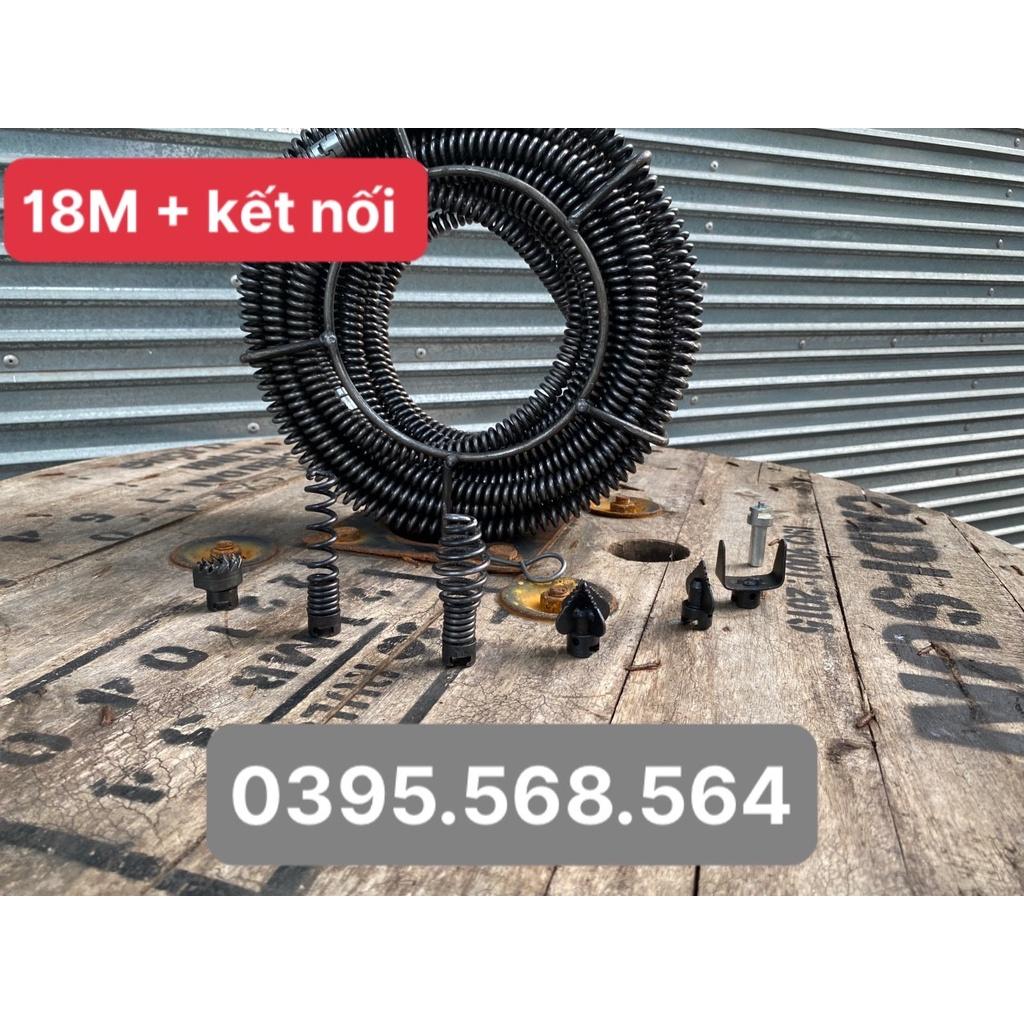 18M dây thông tắc nghẹt + 6 đầu thông+ Kết nối( chuyên để thông tắc bồn cầu , bồn rửa chén , bồn rủa mặt ...)