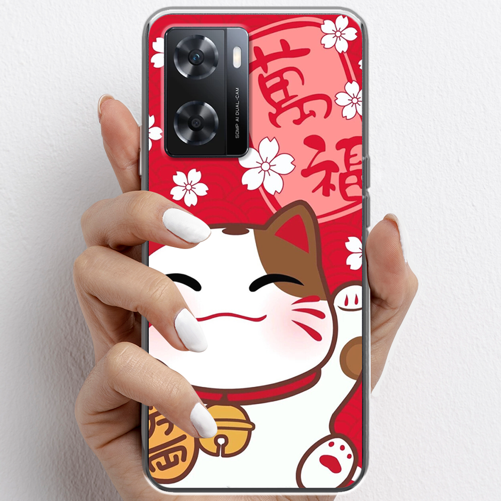 Ốp lưng cho Oppo A77s nhựa TPU mẫu Mèo thần tài
