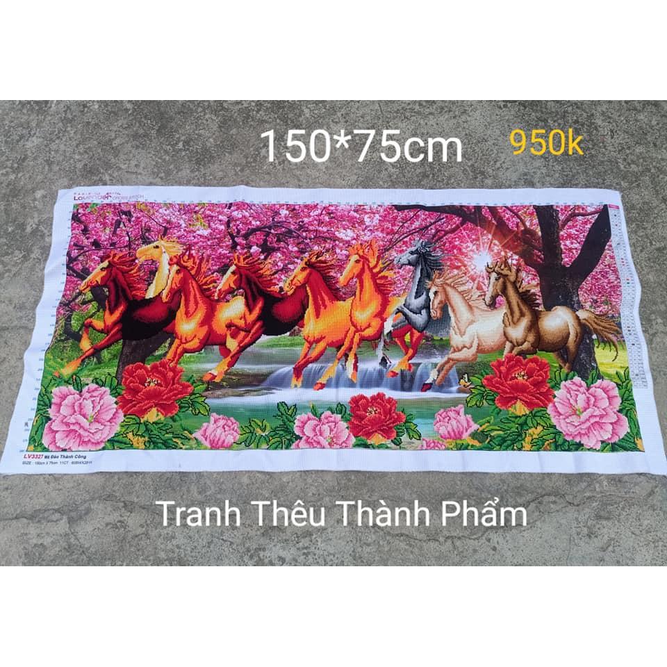 (Thêu Sẵn) Tranh Thêu Chữ Thập Ngựa Tím Mã Đáo Thành Công LV3327