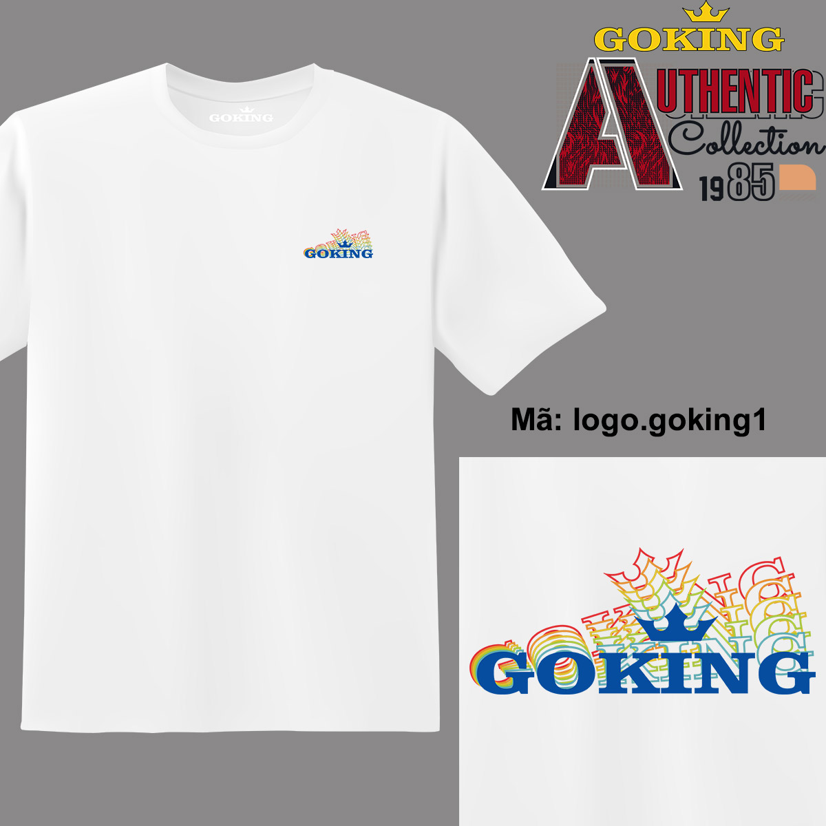 Áo thun hàng hiệu Goking, logo lục sắc, mã logo-goking1. Áo phông GOKING đẹp cho nam nữ, form unisex. Quà tặng cao cấp cho gia đình, cặp đôi, hội nhóm, doanh nghiệp