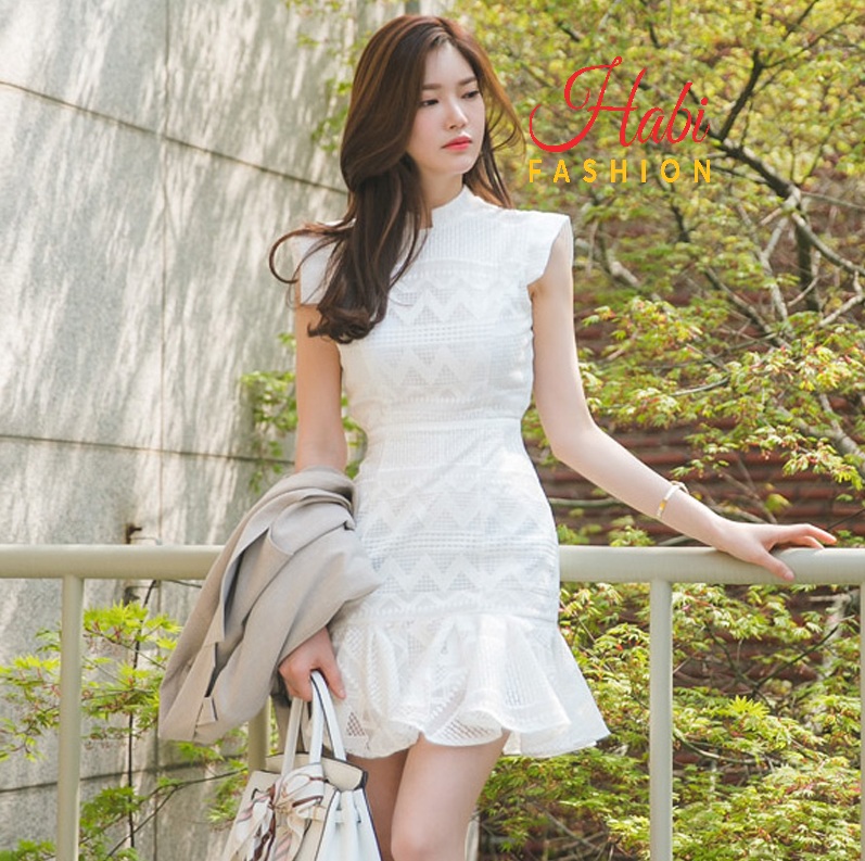 Đầm ren đuôi cá body sang chảnh phong cách Hàn Quốc hàng Quảng Châu, đầm ren body dự tiệc