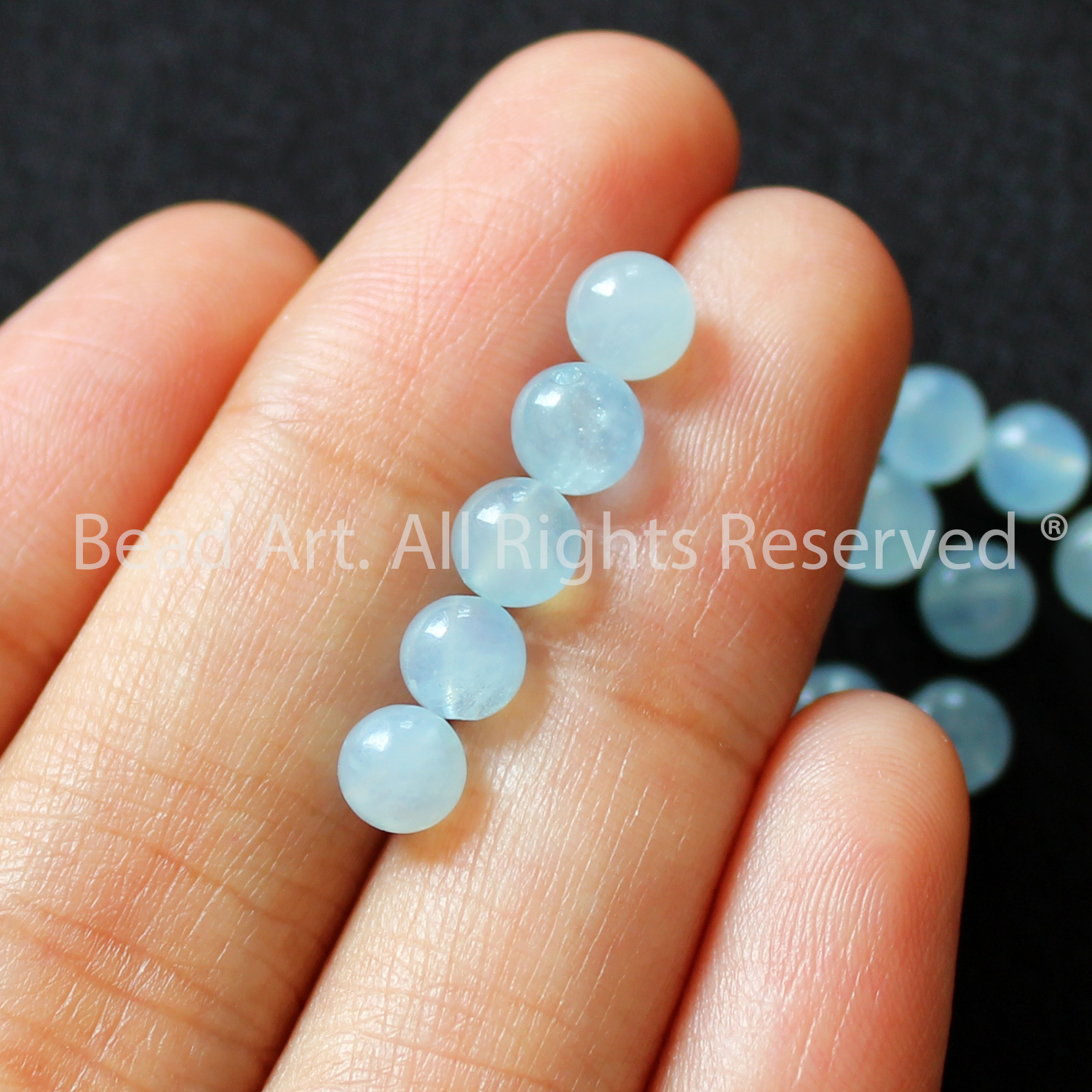 4.5MM Đá Aquamarine Hải Lam Ngọc Tự Nhiên Xanh Biển Loại AB, Mệnh Thuỷ, Mộc, Phối Vòng Tay Phong Thuỷ, Chuỗi Hạt - Bead Art