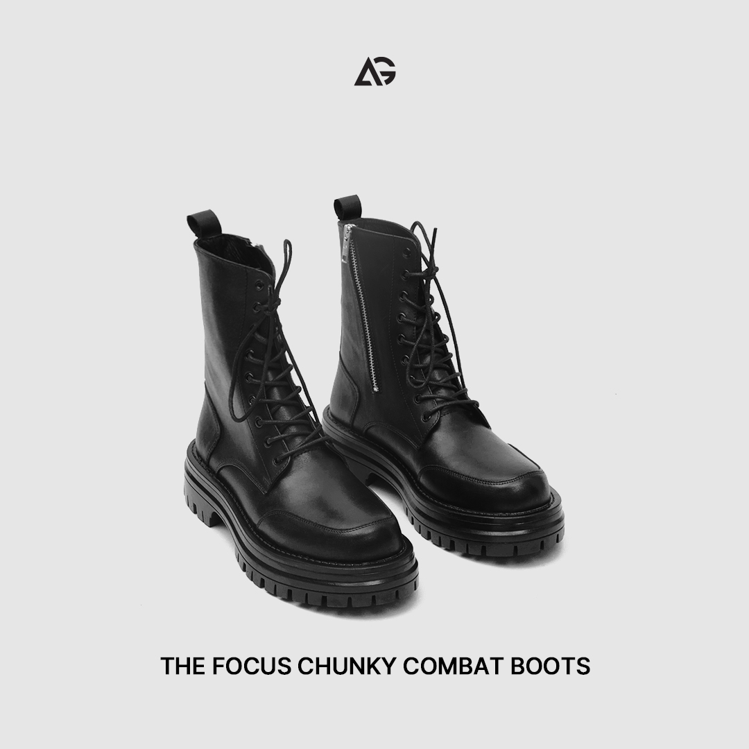 Giày da unisex nam nữ The Focus Combat Chunky Boots August bảo hành 24 tháng