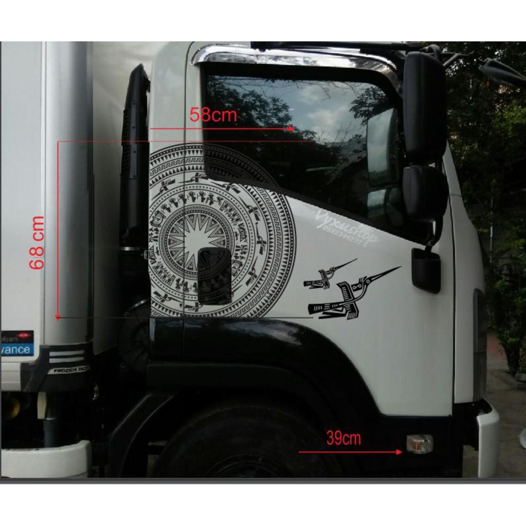 Decal dán tem xe tải mẫu trống đồng đủ bộ decan ô tô chất lượng cao, không ố vàng, decan ngoài trời sắc nét