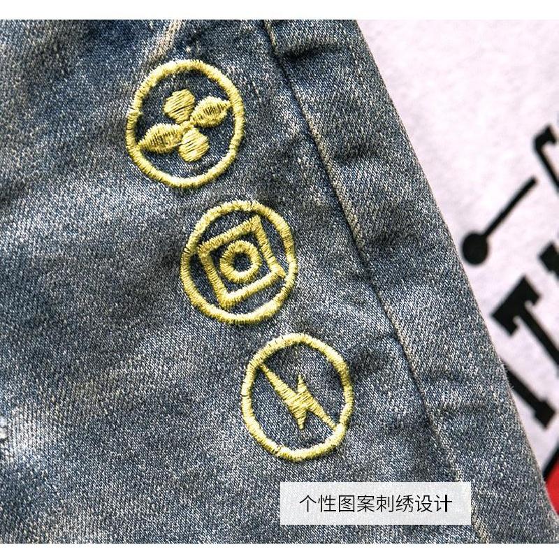 Quần Short Jeans Thêu Họa Tiết Phong Cách Mới Cho Nam