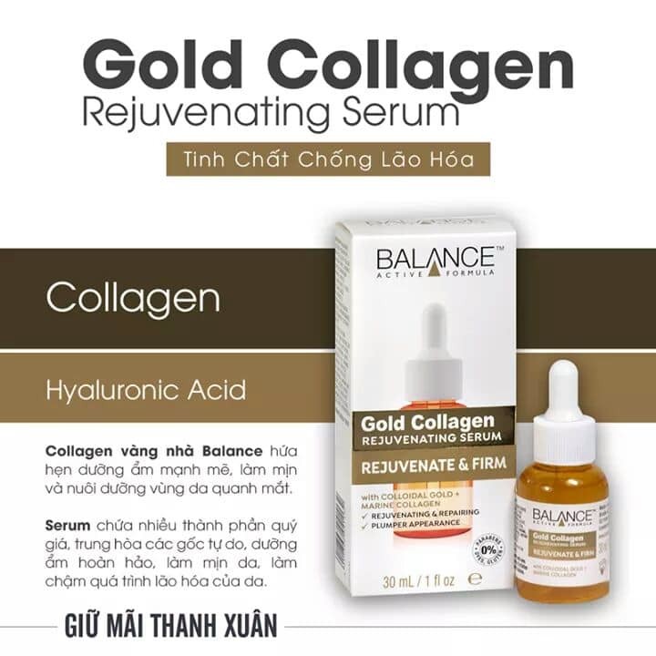 Serum Trẻ Hóa, Tái Tạo Da Balance Active Formula Gold Collagen Rejuvenating 30ml - Tặng Kèm Cột Tóc Nơ BERAV Handmade Annie Ribbon Giao Màu Ngẫu Nhiên