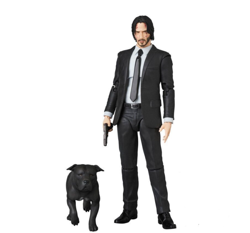 Mô hình Khớp John Wick và chú chó có 2 mặt thay thế 17cm