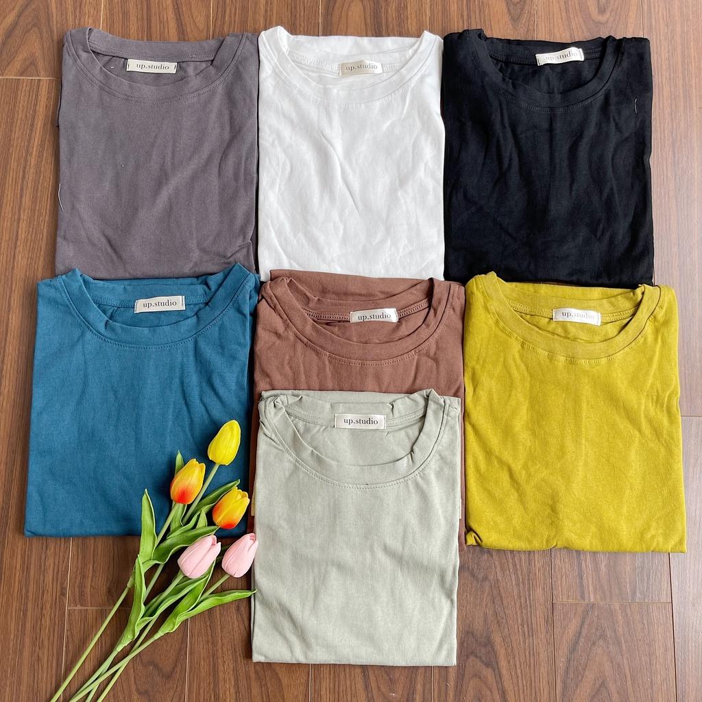 Áo thun trơn nam nữ mặc couple, áo phông basic cổ tròn form rộng tay lỡ, phong cách unisex oversize, QUYNHANHPUKA