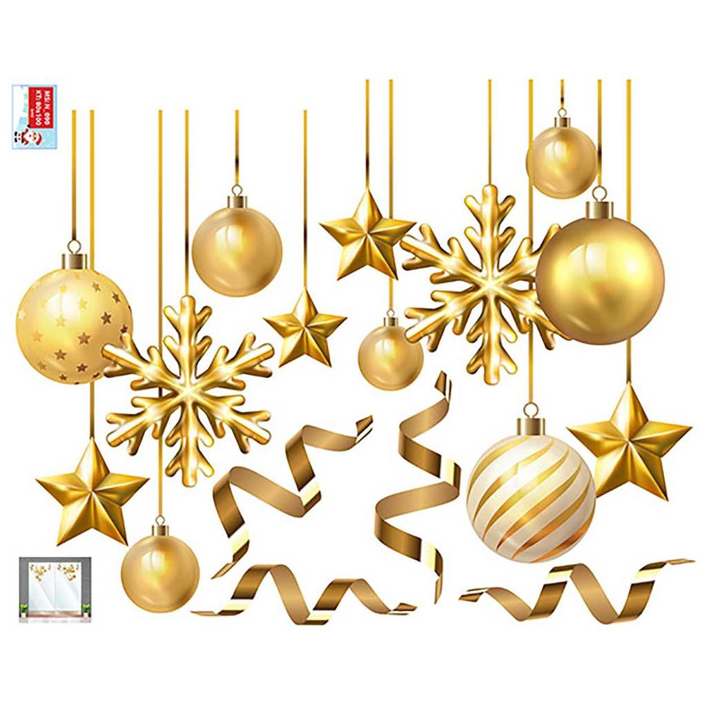 Decal trang trí noel quả châu vàng trang trí