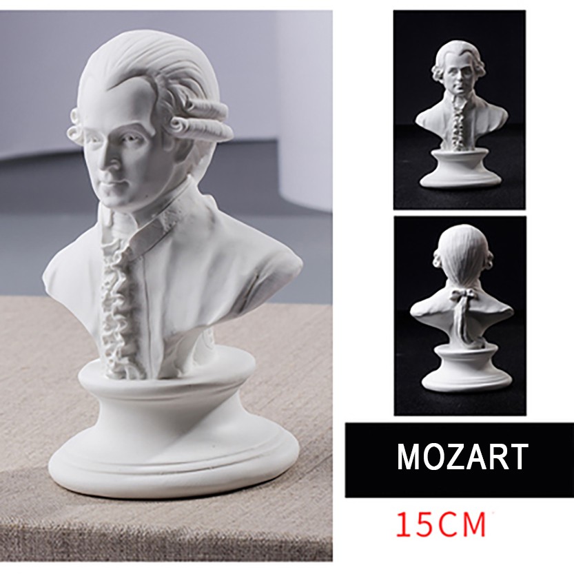 Tượng bán thân nhà soạn nhạc Mozart composite thạch cao- dùng trang trí, tập kí họa, DIY