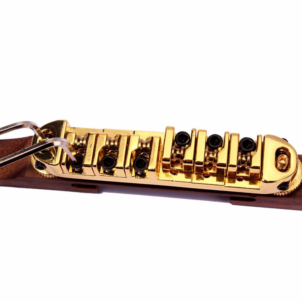 ARCHTOP JAZZ GUITAR BRIDGE WITH ROLLER SADDLES, ROSEWOOD BASE METAL SADDLE