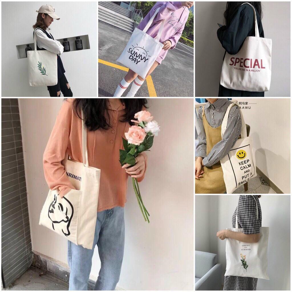 Túi tote vải canvas cành hoa cải Siêu hot tặng quà xinh