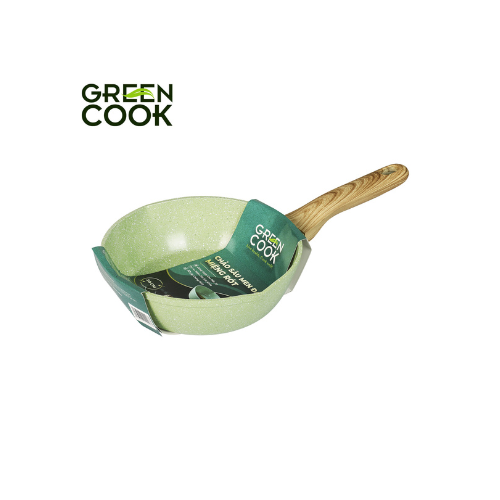 Chảo nhôm sâu men đá ceramic miệng rót Green Cook GCP231 màu xanh 10 lớp chống dính sử dụng được trên tất cả các loại bếp - greencook