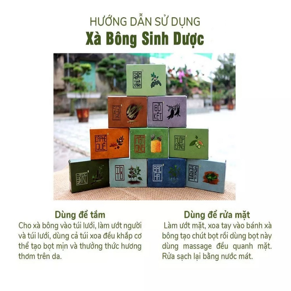 SINH DƯỢC [ TẶNG 1 BÁNH XÀ BÔNG và 1 TÚI LƯỚI TẠO BỌT] SET 10 xà bông thiên nhiên Sinh Dược đủ 10 vị, xà phòng handmade Soap 100gr Organic hữu cơ thảo mộc tự nhiên sạch khuẩn ngăn ngừa mụn lưng, mặt, hôi nách viêm nang lông - GIATHANH STORE